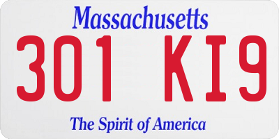 MA license plate 301KI9