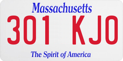MA license plate 301KJ0
