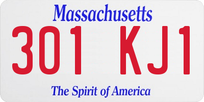 MA license plate 301KJ1