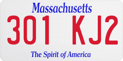 MA license plate 301KJ2