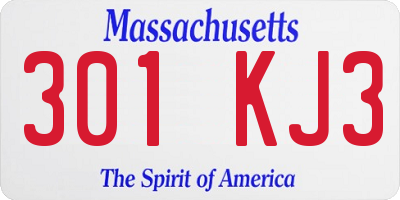 MA license plate 301KJ3