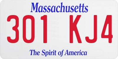 MA license plate 301KJ4