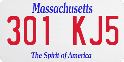 MA license plate 301KJ5