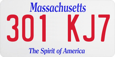 MA license plate 301KJ7