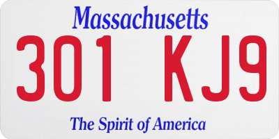 MA license plate 301KJ9