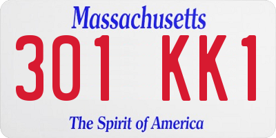 MA license plate 301KK1
