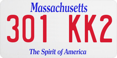 MA license plate 301KK2