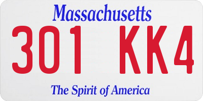 MA license plate 301KK4