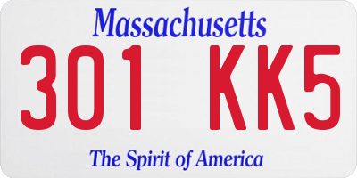 MA license plate 301KK5