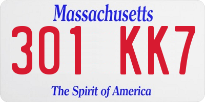 MA license plate 301KK7