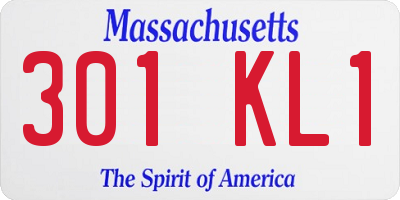 MA license plate 301KL1