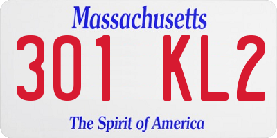 MA license plate 301KL2
