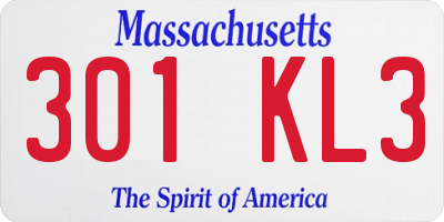 MA license plate 301KL3