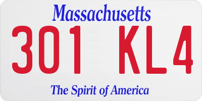 MA license plate 301KL4