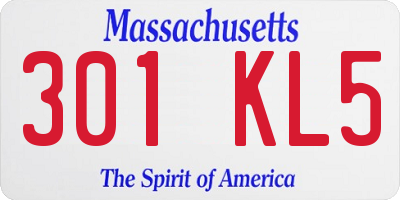 MA license plate 301KL5