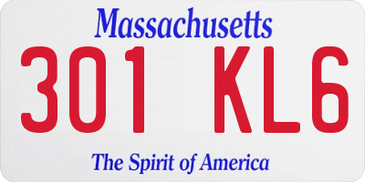 MA license plate 301KL6