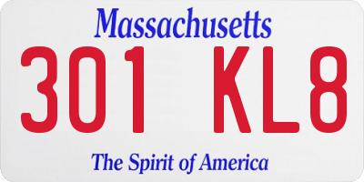MA license plate 301KL8