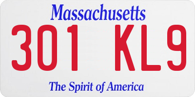 MA license plate 301KL9