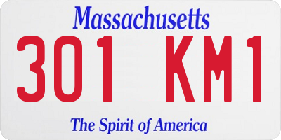 MA license plate 301KM1