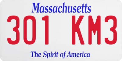 MA license plate 301KM3