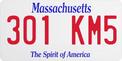 MA license plate 301KM5