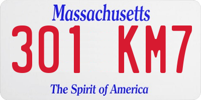 MA license plate 301KM7