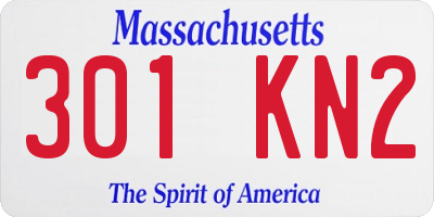MA license plate 301KN2