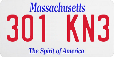 MA license plate 301KN3