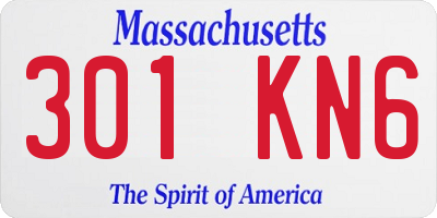 MA license plate 301KN6