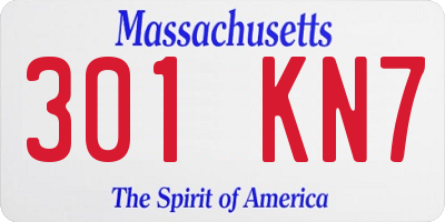 MA license plate 301KN7