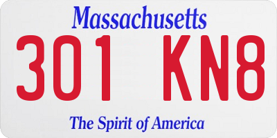 MA license plate 301KN8