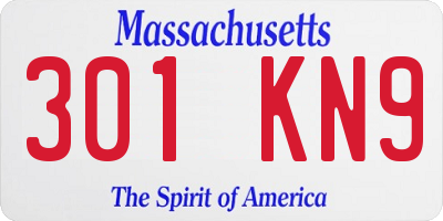MA license plate 301KN9