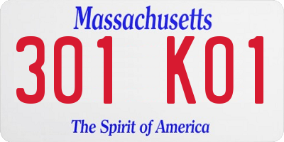 MA license plate 301KO1