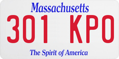 MA license plate 301KP0