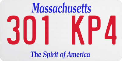 MA license plate 301KP4