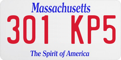 MA license plate 301KP5