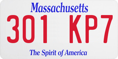 MA license plate 301KP7