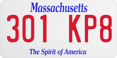 MA license plate 301KP8