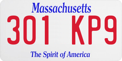 MA license plate 301KP9