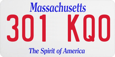 MA license plate 301KQ0