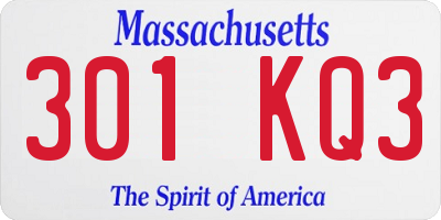 MA license plate 301KQ3