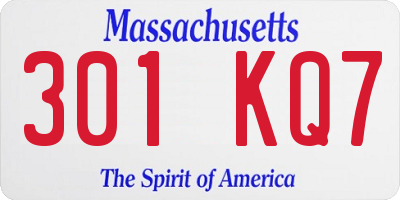 MA license plate 301KQ7
