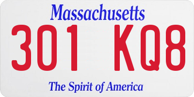 MA license plate 301KQ8