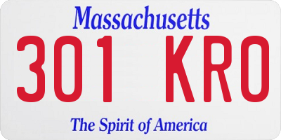 MA license plate 301KR0