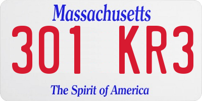 MA license plate 301KR3