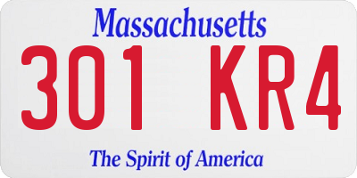 MA license plate 301KR4