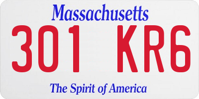 MA license plate 301KR6