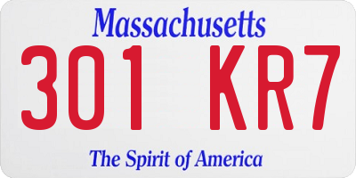 MA license plate 301KR7