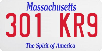 MA license plate 301KR9