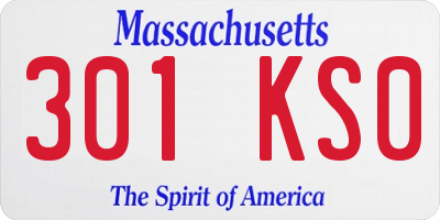 MA license plate 301KS0